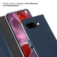 Selencia Cover a libro in vera pelle Google Pixel 9A - Blu
