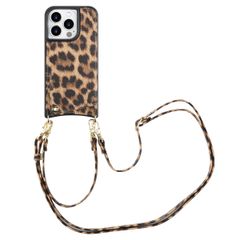 Selencia Cover per telefono Nova con cordino e portacarte Apple iPhone 15 Pro - Leopard
