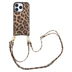 Selencia Cover per telefono Nova con cordino e portacarte Apple iPhone 16 Pro - Leopard