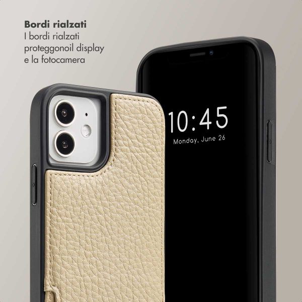 Selencia Cover per telefono Nova con cordino e portacarte Apple iPhone 12 (Pro) - Beige