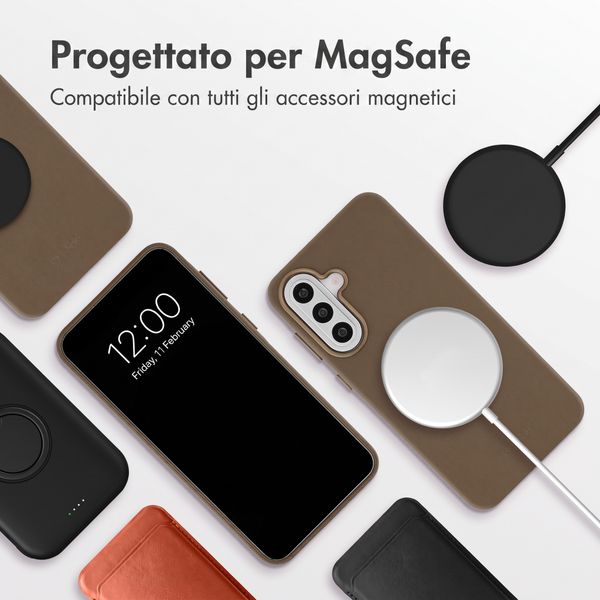 Accezz Cover in Pelle con MagSafe Samsung Galaxy A57 (5G) - Marrone caffè