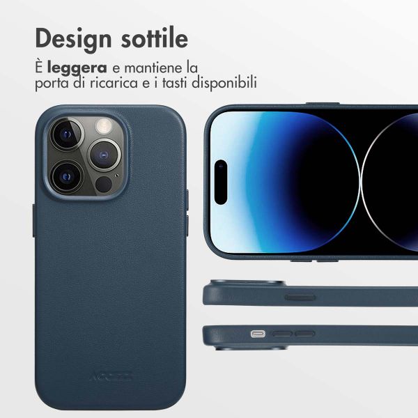 Accezz Cover in Pelle con MagSafe Apple iPhone 14 Pro - Nightfall Blue