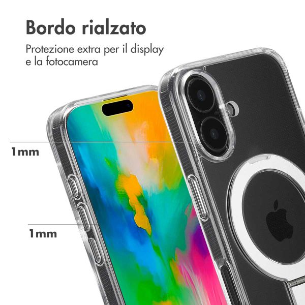 Accezz Cover con anello e supporto con MagSafe Apple iPhone 16 - Trasparente