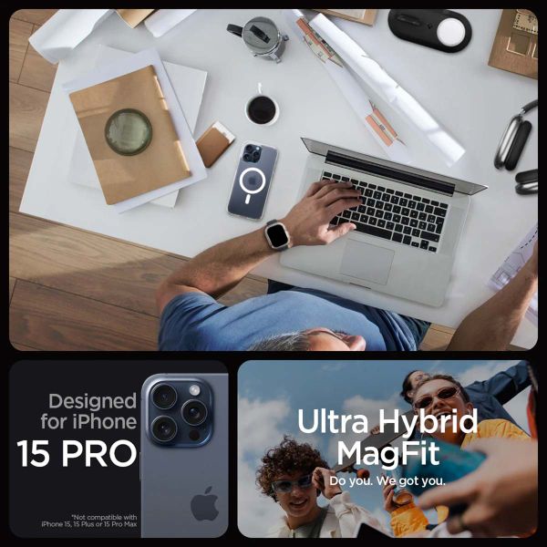 Spigen Cover Posteriore Ultra Ibrida con MagSafe Apple iPhone 15 Pro - Frost Clear