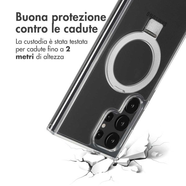 Accezz Cover con anello e supporto con MagSafe Samsung Galaxy S24 Ultra - Trasparente
