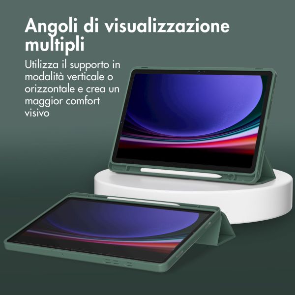 Accezz Cover a libro in silicone Smart Samsung Galaxy Tab A9 8.7 pollici - Verde scuro