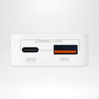 Accezz Caricabatterie GaN Ultra Slim - USB-C + USB-A - 30 W - Bianco