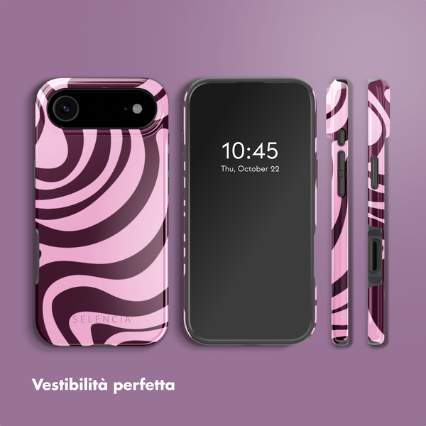 Selencia Cover posteriore Vivid con MagSafe Apple iPhone Air - Wavy Swirl Pink Plum