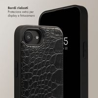 Selencia Cover per telefono Nova Croco con cordino e portacarte Apple iPhone 17e / 16e - Nero