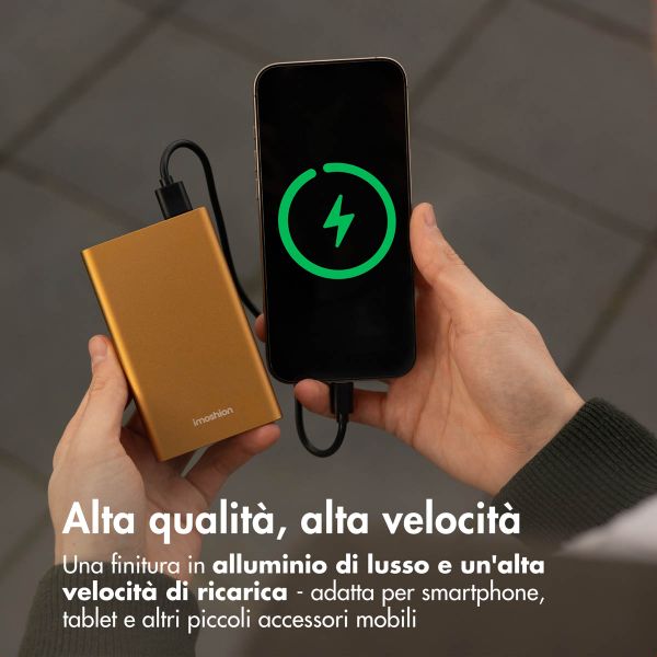 imoshion Powerbank in alluminio Ultra Series 20.000 mAh - Ricarica rapida fino a 33 watt - Oro