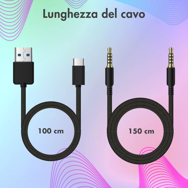 imoshion Cuffie wireless per bambini LED Light Cat Ear - Limitatore di decibel - Con cavo AUX - Azzurro