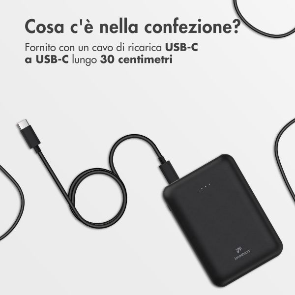 imoshion Powerbank compatta da 10.000 mAh – Powerbank piccola – Quick Charge e Power Delivery – Nero