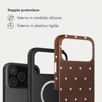 Selencia Cover posteriore Vivid con MagSafe Apple iPhone 17 Pro - Happy Dots Chocolate