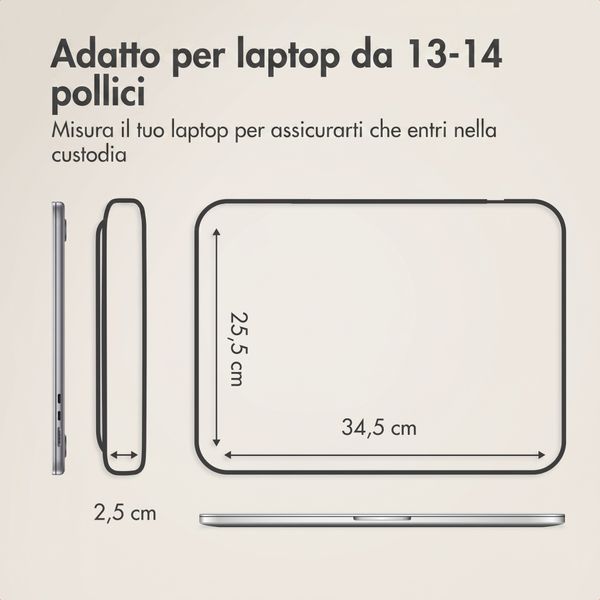 Accezz Custodia per laptop Leather con cerniera 13-14 pollici - Beige