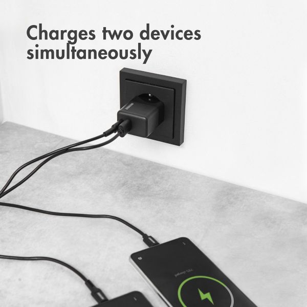 Accezz Caricatore da parete con cavo da USB-C a USB - Caricatore - 20 Watt - 1 metro - Nero