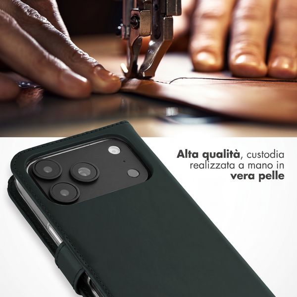 Selencia Cover a libro in vera pelle Apple iPhone 18 Pro Max / 17 Pro Max - Verde
