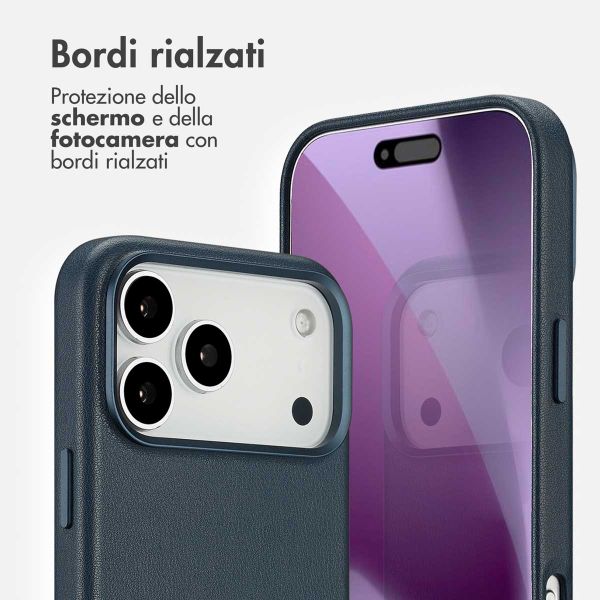 Accezz Cover in Pelle con MagSafe Apple iPhone 17 Pro Max - Nightfall Blue