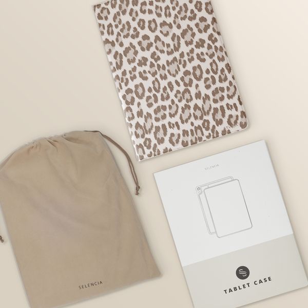 Selencia Libreria Sabi con stampa leopardata Samsung Galaxy Tab A11 Plus - Soft Ivory