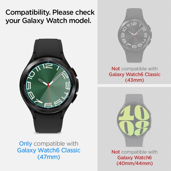 Spigen EZ FIT Glas.tR pellicola protettiva in vetro con applicatore Samsung Galaxy Watch 6 Classic - 47 mm - Trasparente