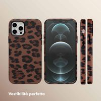 Selencia Cover Sabi Stampa pantera con MagSafe Apple iPhone 12 (Pro) - Mocha Brown
