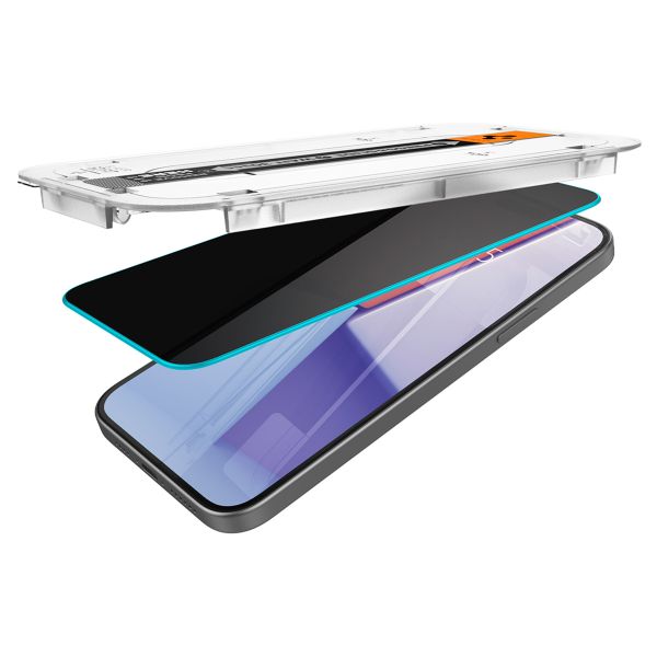 Spigen Vetro temperato privacy GLAStR EZ Fit + Applicatore - confezione da 2 Apple iPhone 16 / 15