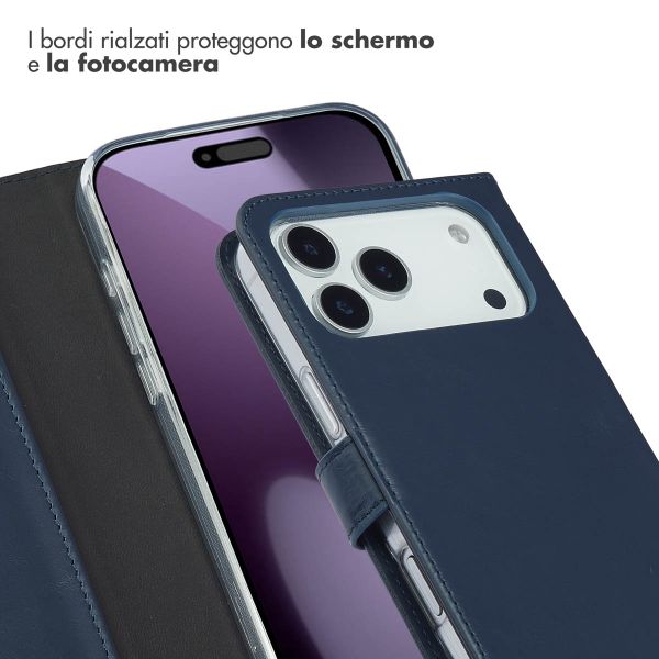 Selencia Cover a libro in vera pelle Apple iPhone 17 Pro Max - Blu