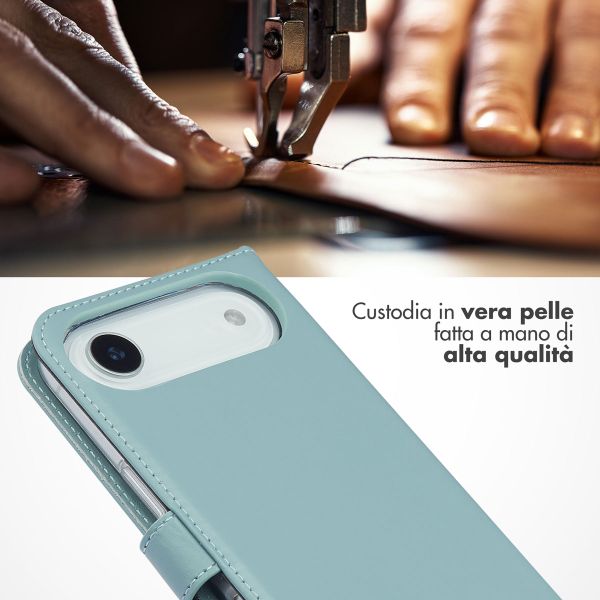 Selencia Cover a libro in vera pelle Apple iPhone Air - Air Blue
