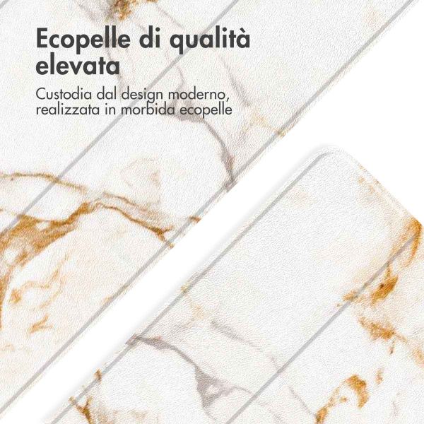 imoshion Cover Trifold Design Samsung Galaxy Tab A11 / A9 8.7 pollici - White Marble