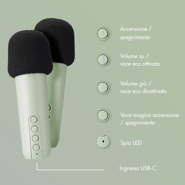 imoshion Sing & Shine Karaoke Set - Altoparlante e 2 microfoni - Mintgreen