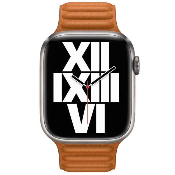 Apple Cinturino Leather Link Apple Watch | 44/45/46/49 mm - Taglia S/M - Golden Brown