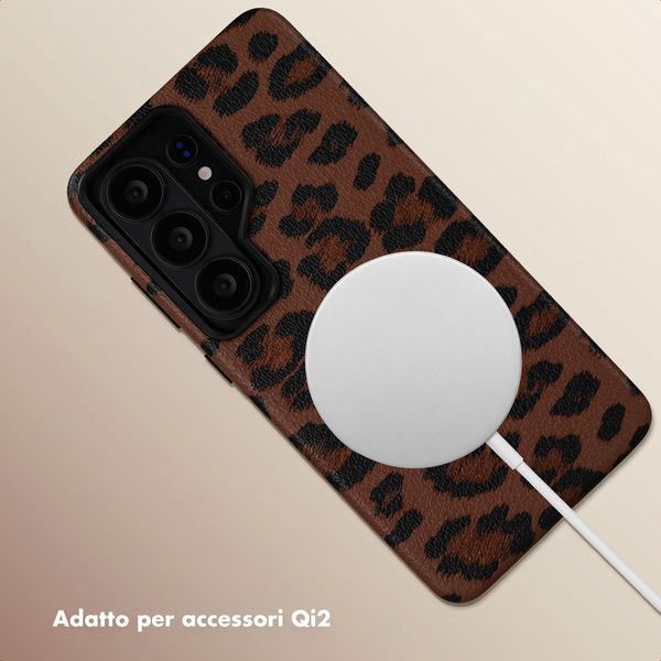 Selencia Cover Sabi Stampa pantera con MagSafe Samsung Galaxy S26 Ultra - Mocha Brown