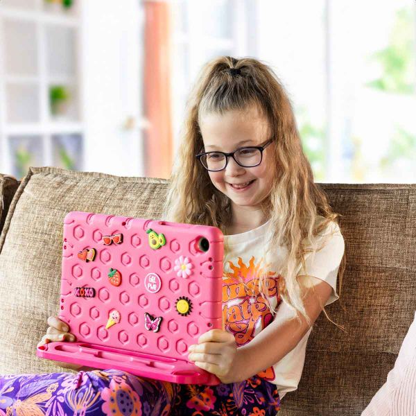 imoshion Cover per tablet a prova di bambino con bambole rimovibili Samsung Galaxy Tab A11 Plus / A9 Plus - Rosa