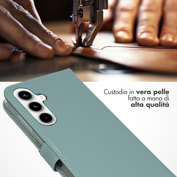 Selencia Cover a libro in vera pelle Samsung Galaxy A35 - Air Blue
