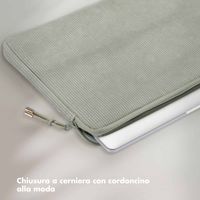 Selencia Cover per laptop in velluto a coste 15-16 pollici - Sleeve per laptop - Pistache Cream