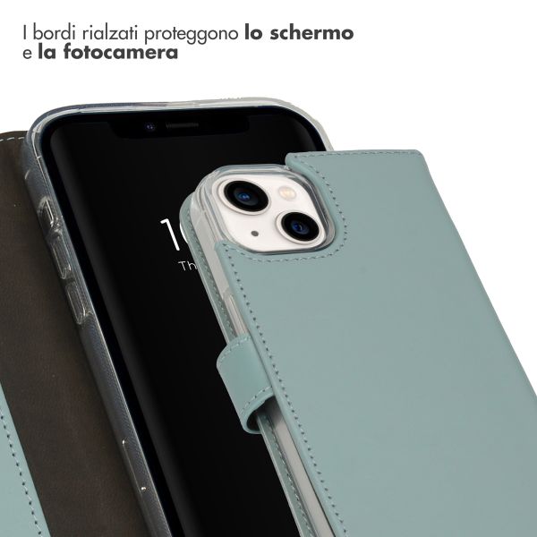 Selencia Cover a libro in vera pelle Apple iPhone 14 - Air Blue