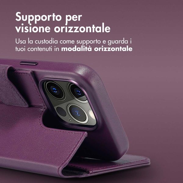 Accezz Cover in pelle 2 in 1 con MagSafe Apple iPhone 14 Pro - Heath Purple