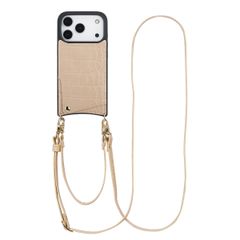 Selencia Cover per telefono Nova Croco con cordino e portacarte Apple iPhone 17 Pro - Beige