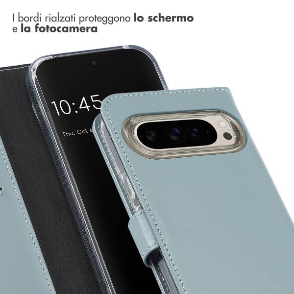 Selencia Cover a libro in vera pelle Google Pixel 9 / 9 Pro - Air Blue