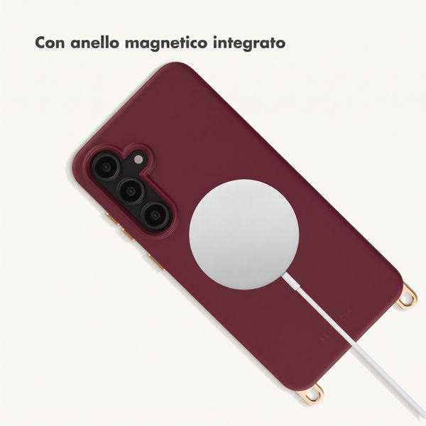 Selencia Cover posteriore Rivièra con MagSafe con ganci rimovibili Samsung Galaxy S24 FE - Bold Burgundy
