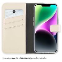 Selencia Cover a libro in vera pelle Apple iPhone 14 - Greige