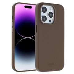 Accezz Cover in Pelle con MagSafe Apple iPhone 14 Pro - Marrone caffè