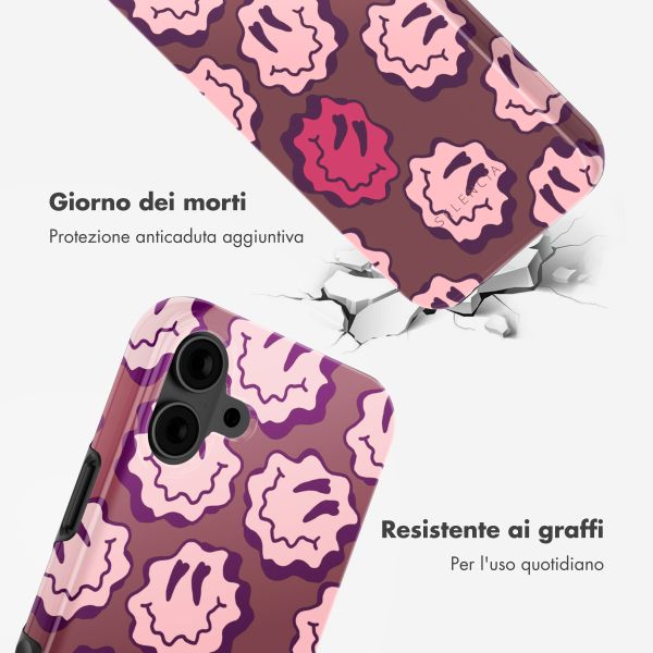 Selencia Cover posteriore Vivid con MagSafe Apple iPhone 16 - Wavy Smiley Pink