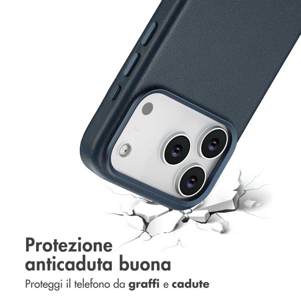 Accezz Cover in Pelle con MagSafe Apple iPhone 17 Pro - Nightfall Blue