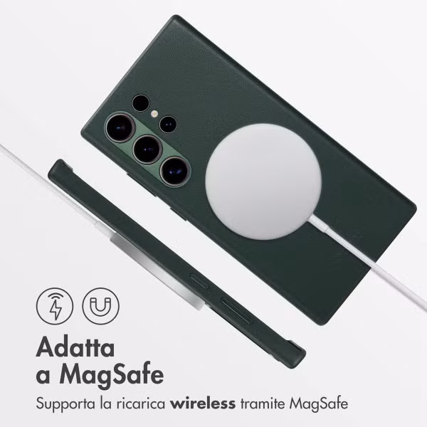Accezz Cover in Pelle con MagSafe Samsung Galaxy S24 Ultra - Cedar Green