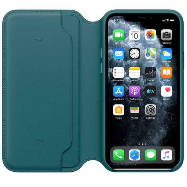 Apple Cover a libro in Pelle con Chiusura Apple iPhone 11 Pro - Peacock