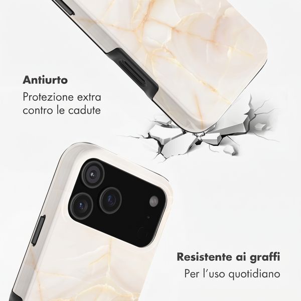 Selencia Cover Posteriore Vivid Apple iPhone 18 Pro Max - Golden Beige Marble