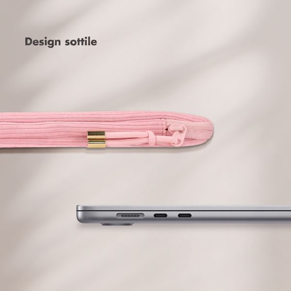 Selencia Cover per laptop in velluto a coste 15-16 pollici - Sleeve per laptop - Soft Blush