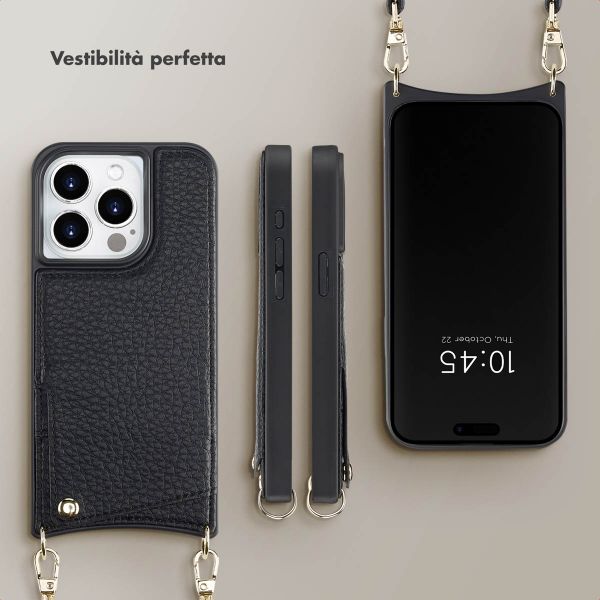 Selencia Cover per telefono Nova con cordino e portacarte Apple iPhone 13 Pro - Nero