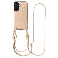 Selencia Cover per telefono Nova Croco con cordino e portacarte Samsung Galaxy A57 (5G) - Beige