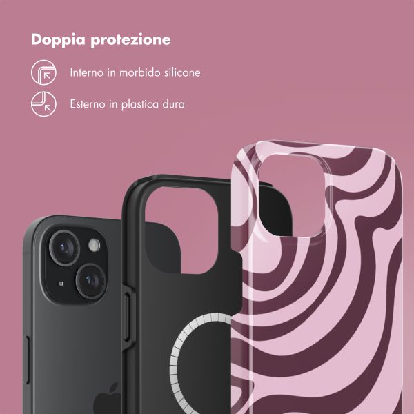 Selencia Cover posteriore Vivid con MagSafe Apple iPhone 15 - Wavy Swirl Pink Plum